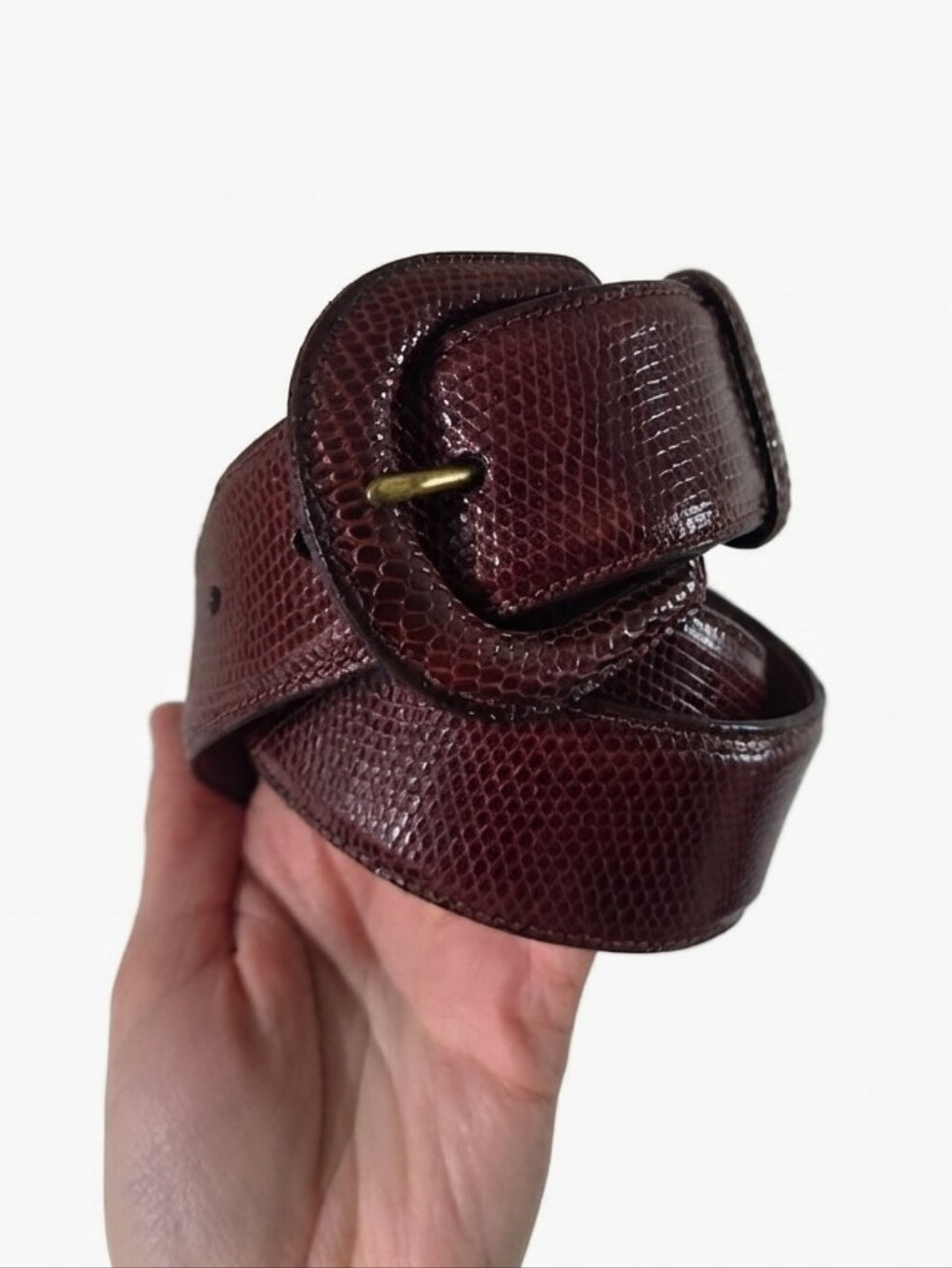 Vintage Linda Allard for Ellen Tracy Genuine Lizard Skin Belt, Made in USA L